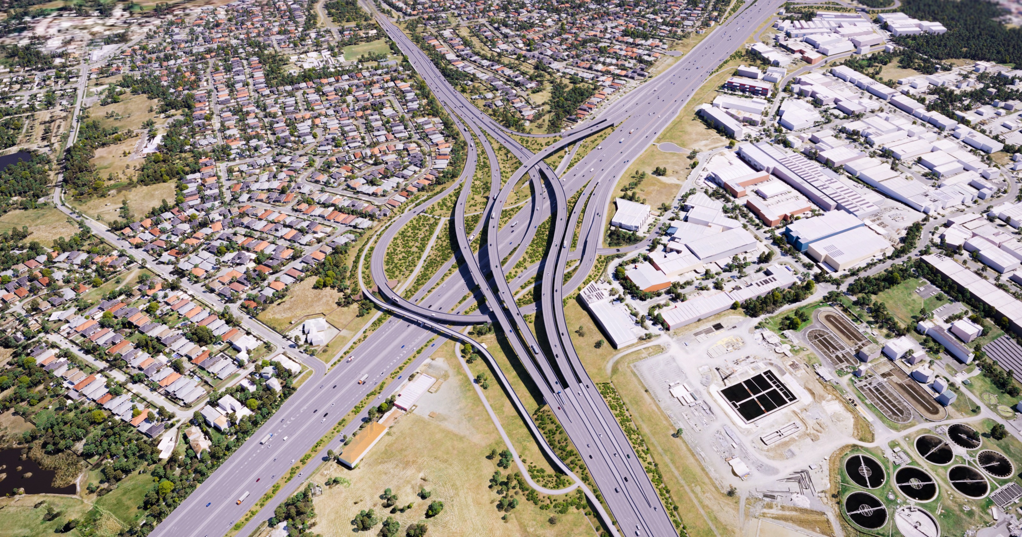 Artist impression of the connection to M1 and Logan Motorway Artist impression of the connection to M1 and Logan Motorway.