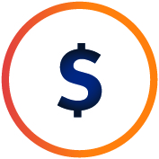 Icon of dollar sign with a circle around it.