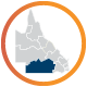  South West region highlighted in a map of Queensland