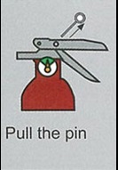 Image showing how to pull the pin of a fire extinguisher