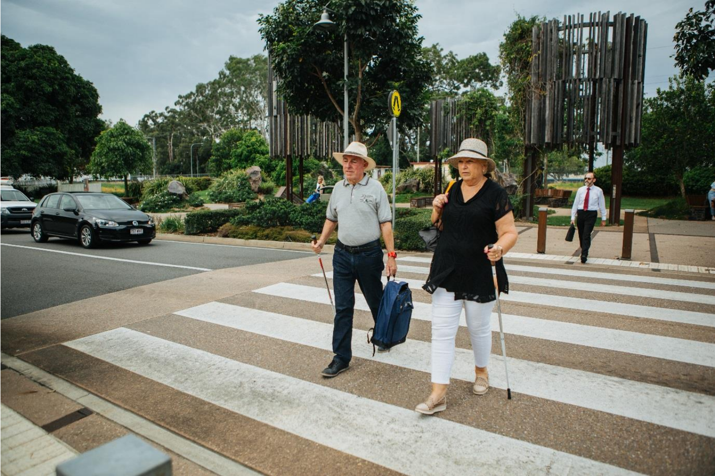 Older people walking on crossing